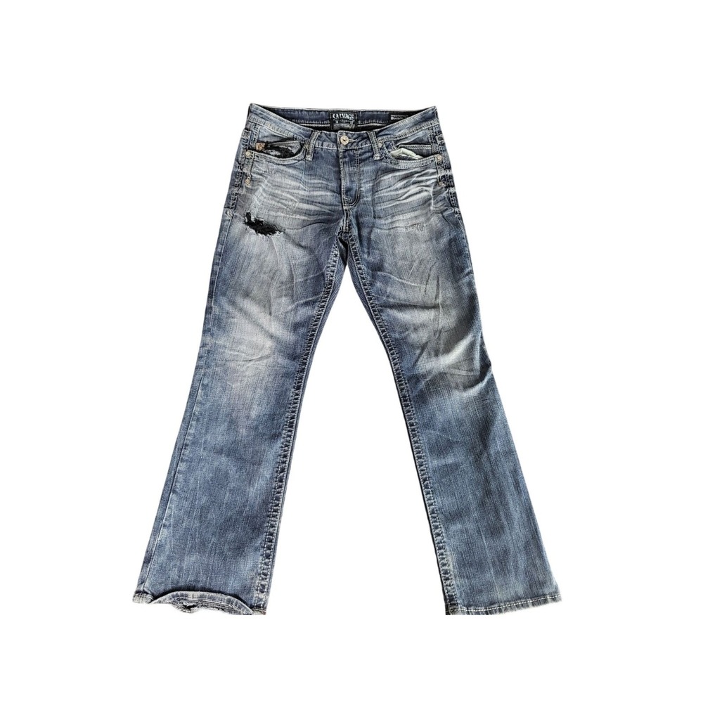 Salvage Mayhem Mens Size 33R Buckle Jeans Straight Leg SLVG 23-460 Western Denim